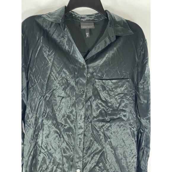 ALICE IN THE EVE Women’s Black Sienna Silky Button-Up Long Sleeve Top SZ XS - Picture 3 of 10